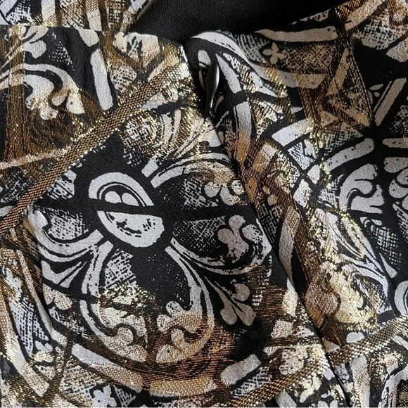 NICOLE MILLER Collection Silk and Lurex Metallic A Line Dress Size 4 - Picture 13 of 16